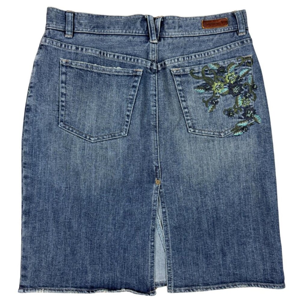 Calvin Klein Jeans Embroidered Back Pocket Denim Midi Skirt